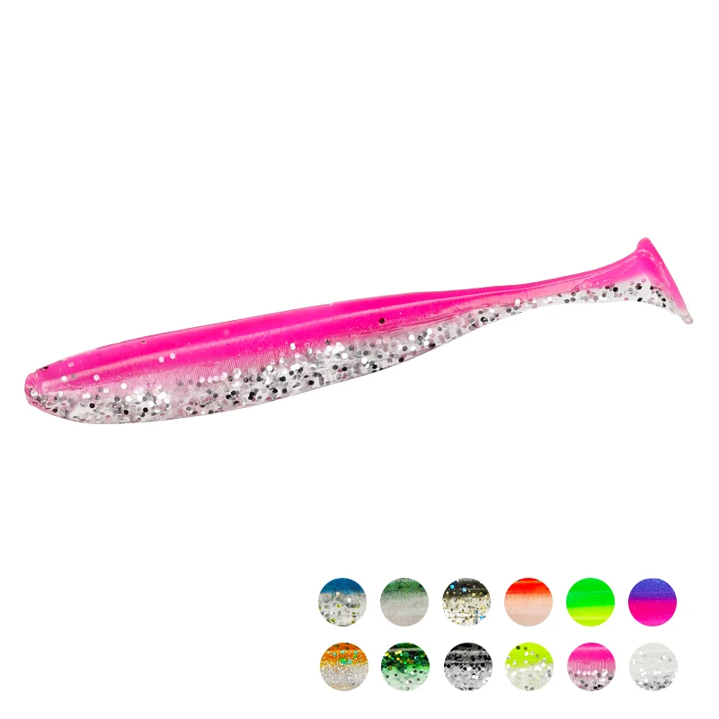 TSURINOYA-Señuelos de Pesca de cola en T, 55mm, 65mm, señuelos blandos artificiales, aparejos de cebo, cebos de Lucio, doble Color - imagen 4