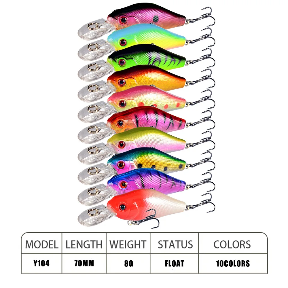 Señuelo de pesca Crankbait, cebo duro Artificial, Wobbler flotante para Lucio, manivela realista, Swimbait, aparejos de pesca, 1 Uds., 8g, 7cm - imagen 5