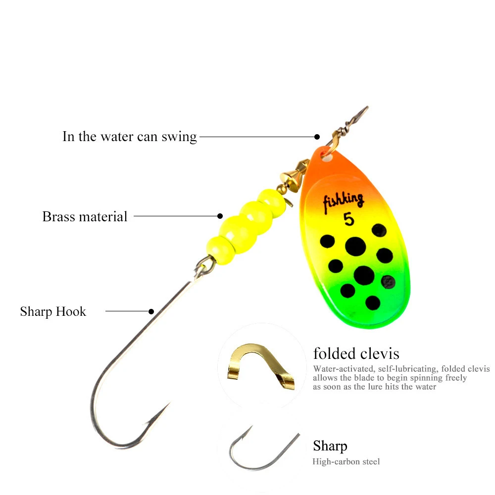 Señuelo de pesca de Metal, cebo giratorio liso de un solo gancho, Artificial, para pickerel, Lucio, perca, 4,1g, 7,8g, 10,5g, 15g - imagen 3