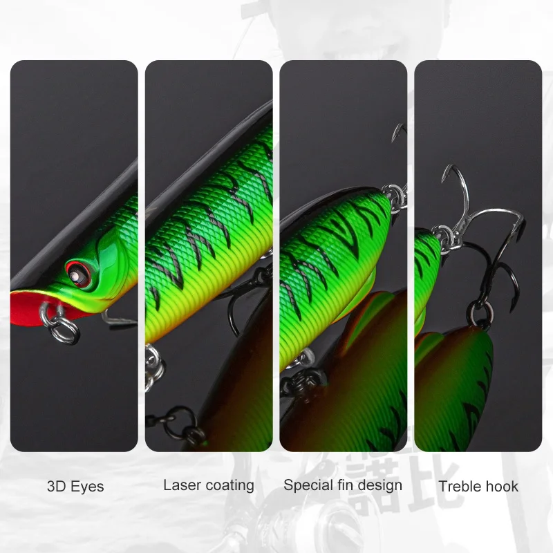 NOEBY-cebos duros artificiales para pesca en el Mar, Señuelos de Pesca de lápiz Topwater, andador Wobblers de superficie, fundición larga, 131mm, 31g - imagen 5