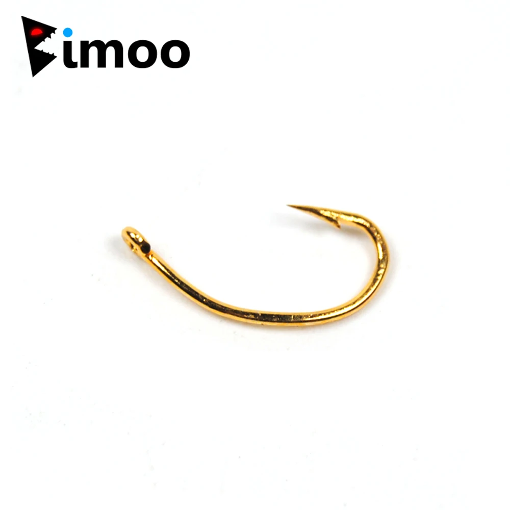 Venta al por mayor 500 Uds. Anzuelo curvo dorado para moscas Ninfa Scud camarones Pupae larva Caddis atado de moscas anzuelos de pesca # 10 # 12 # 14 # 16 - imagen 2