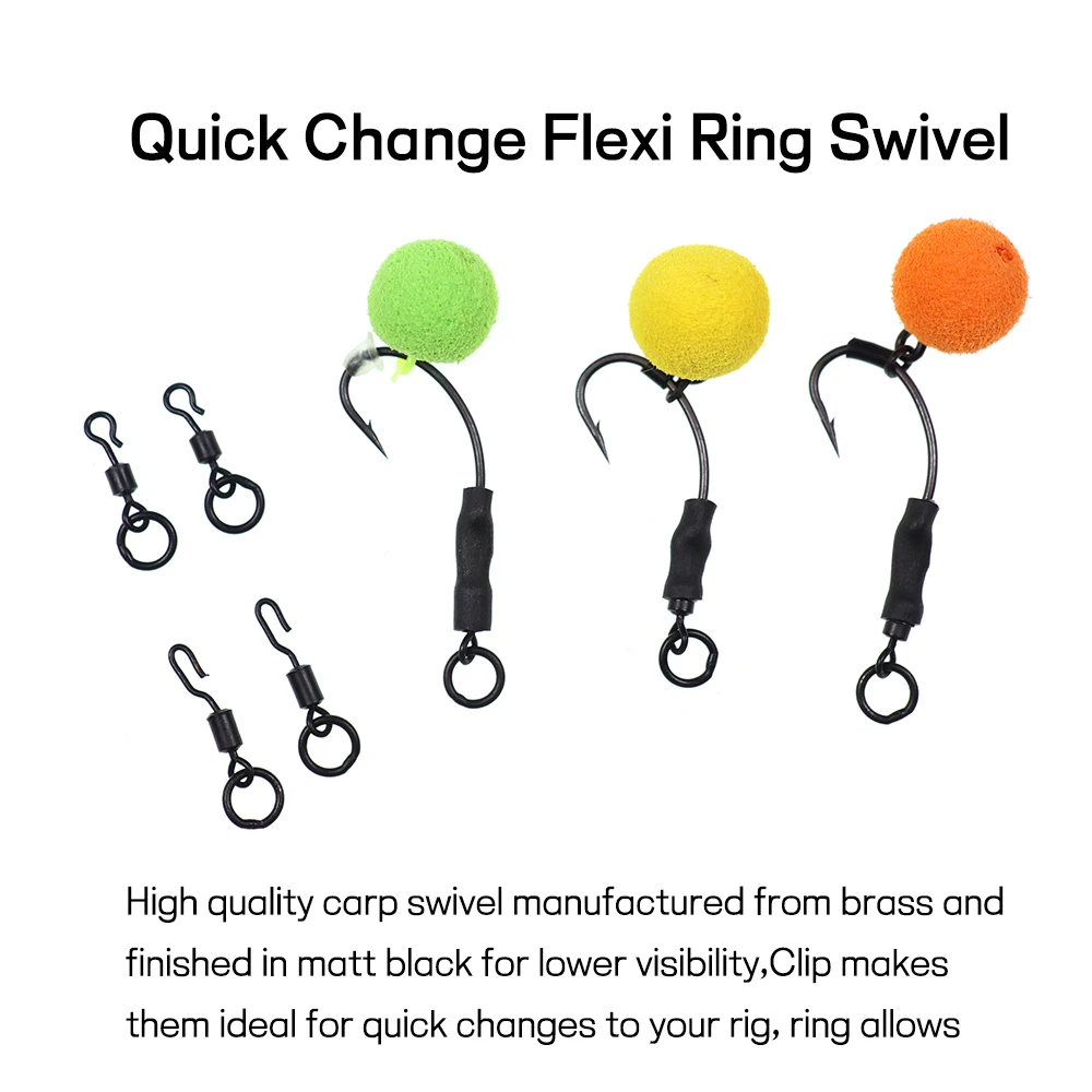 Bimoo 20 unids/pack negro mate de pesca gira Cambio rápido Clip aparejo para pesca de carpa pesca accesorios Terminal Tackle - imagen 2