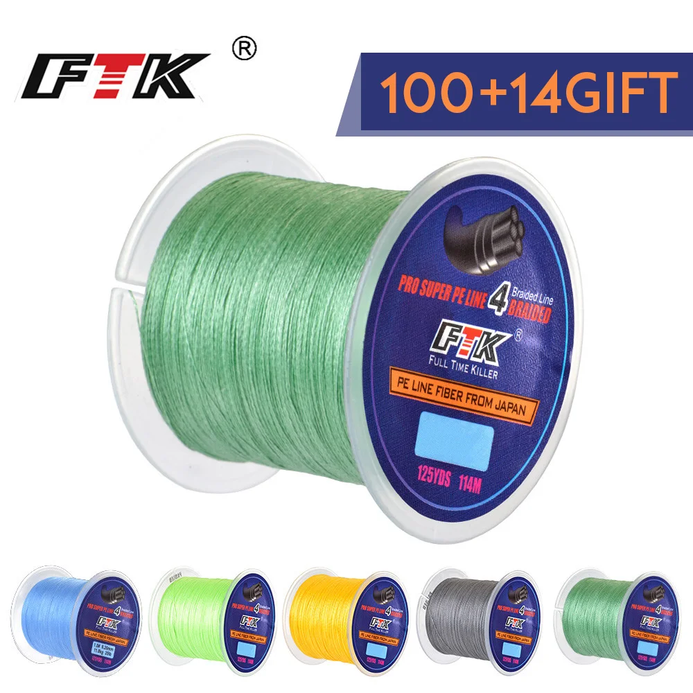 FTK-Cable trenzado para pesca, línea de fibra multifilamento para agua salada, 114M, 125 yardas, 0,10mm-0,40mm, 8LB-60LB - imagen 2