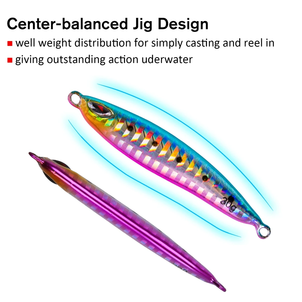 Goture-señuelo de Metal para pesca de lubina, 1 unidad, 20g/6cm, 30g/7cm, equilibrador de cuchara lenta, cebo Vertical luminoso, plantilla de fundición a tierra - imagen 5