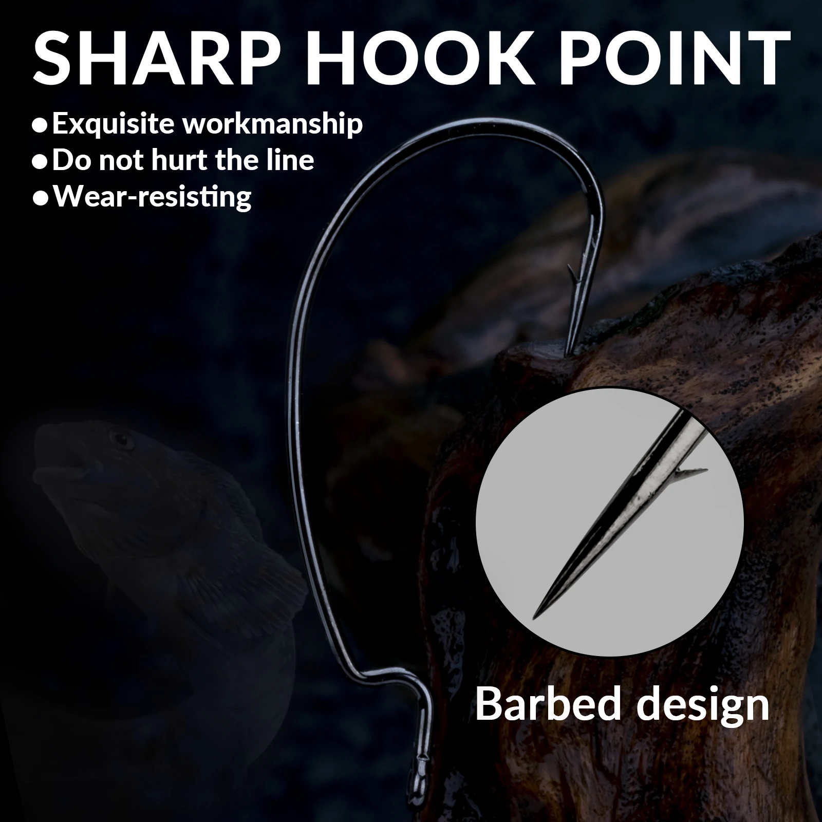 THKFISH 30 Uds anzuelos de pesca compensados anzuelo de manivela ancha de acero rico en carbono 3/0 #   1/0 #   1 #   2 #   Anzuelo de púas de pesca para Texas Rig - imagen 5