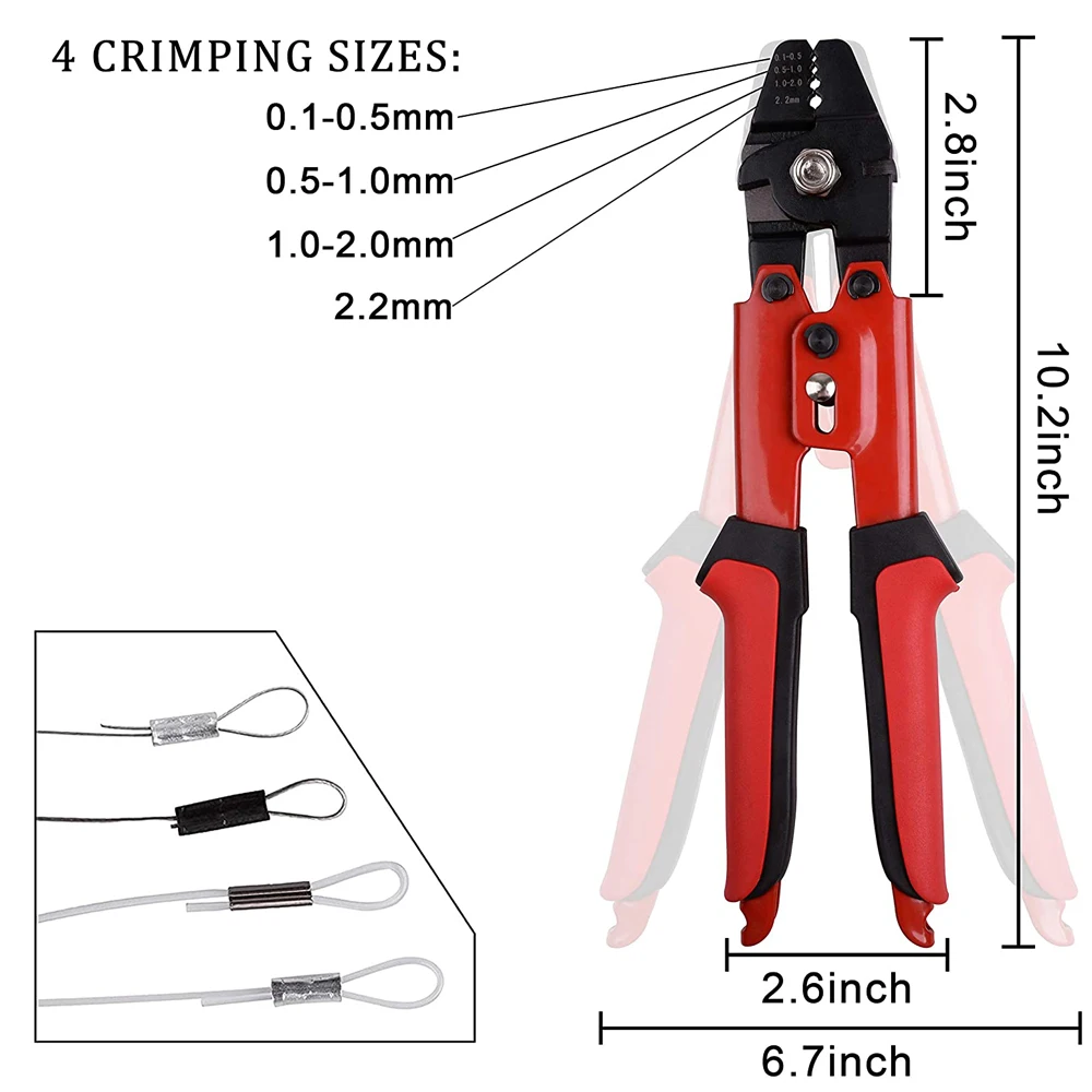 Juego de manguitos de pesca de engarce, alicates de prensado, Conector de manguitos de tubo de engarce, 300 unidades - imagen 4
