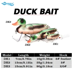 DORISEA-señuelo de pesca de pato, 1 unidad, 7cm/13cm/15cm, ojos 3D, Señuelos de Pesca, Swimbait, cebo Artificial duro, señuelo de pesca de lubina, Crankbait