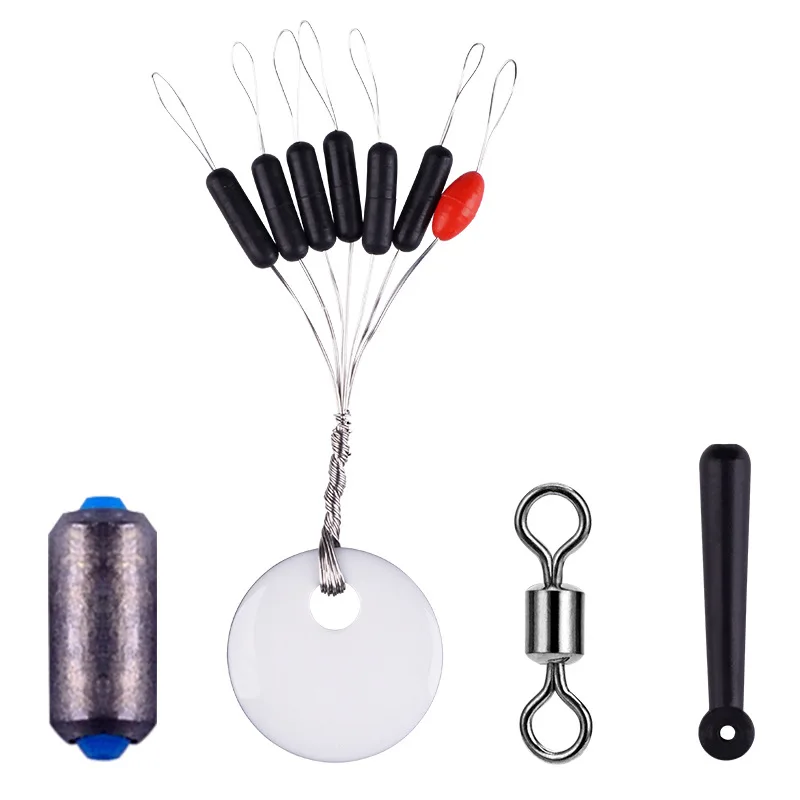 Kit de accesorios de pesca con conector giratorio, tapón de frijol, asiento flotante, plomo, J302, 2 paquetes - imagen 2