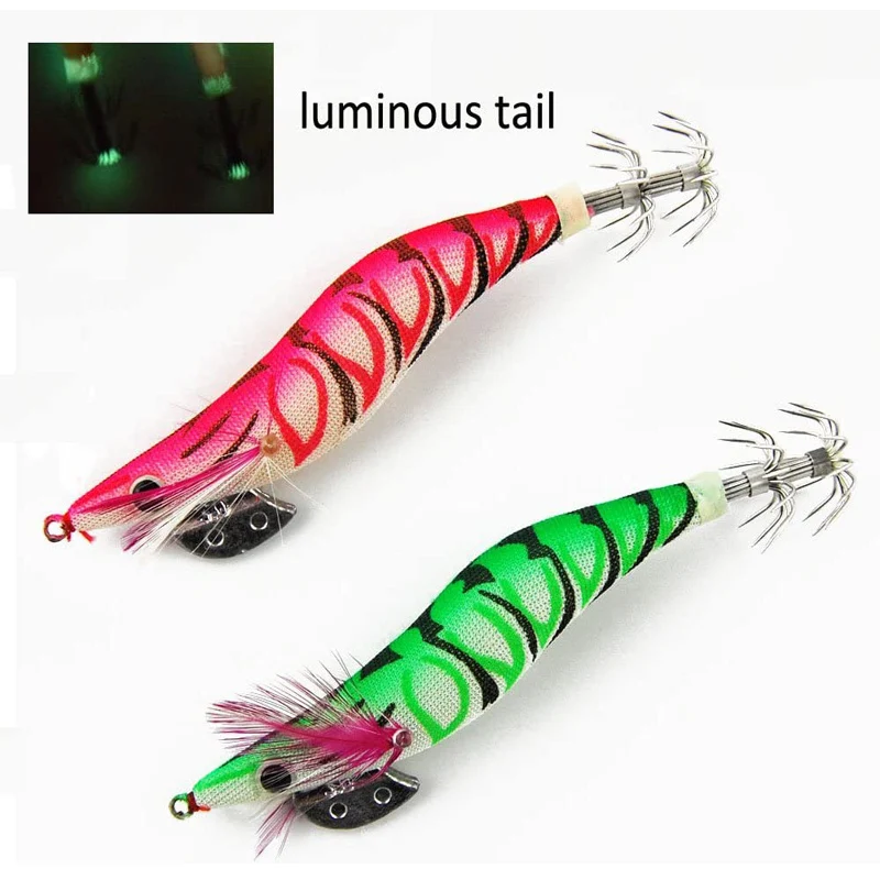 10 unids/bolsa nuevo anzuelo de calamar plantillas de madera para camarones cebo 12g-21g cebos artificiales ojos 3D luminoso sepia pulpo anzuelos señuelo de pesca - imagen 5