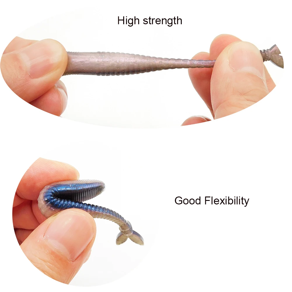 ESFISHING-señuelo de pesca profesional, cebo blando de plástico Artificial Isca, cola de horquilla plana, 70mm, 2,5g - imagen 3