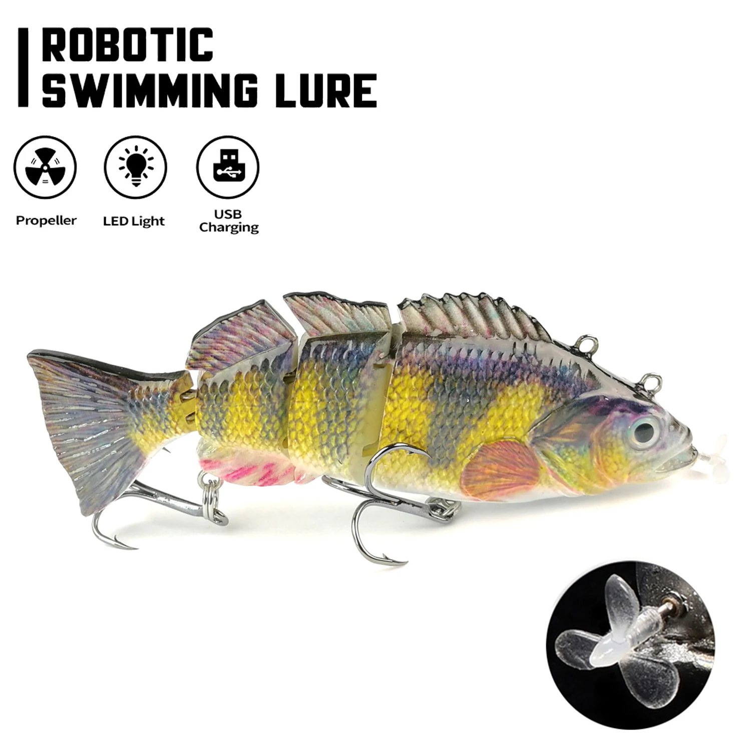 Castfanatic-Cebo eléctrico de 54/35g para natación robótica, señuelo de Pesca de Mar de 4 segmentos, Swimbait, luz LED USB, Wobblers para Lucio Crankbait - imagen 5