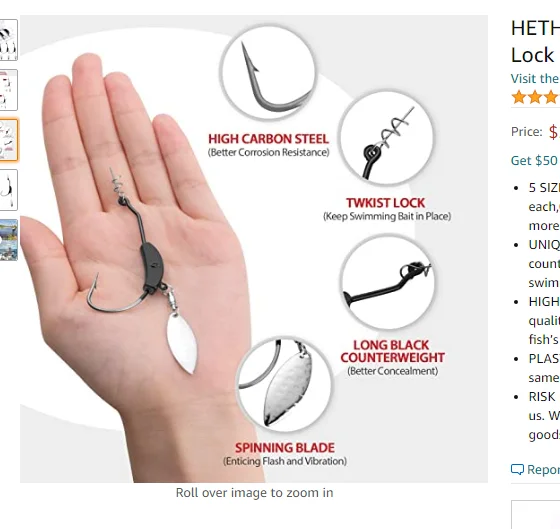 JOHNCOO-anzuelo de pesca compensado con manivela, 2-9g, 8 Uds., anzuelo con cabeza de anzuelo para señuelo de gusano suave, anzuelos de pesca con púas - imagen 2