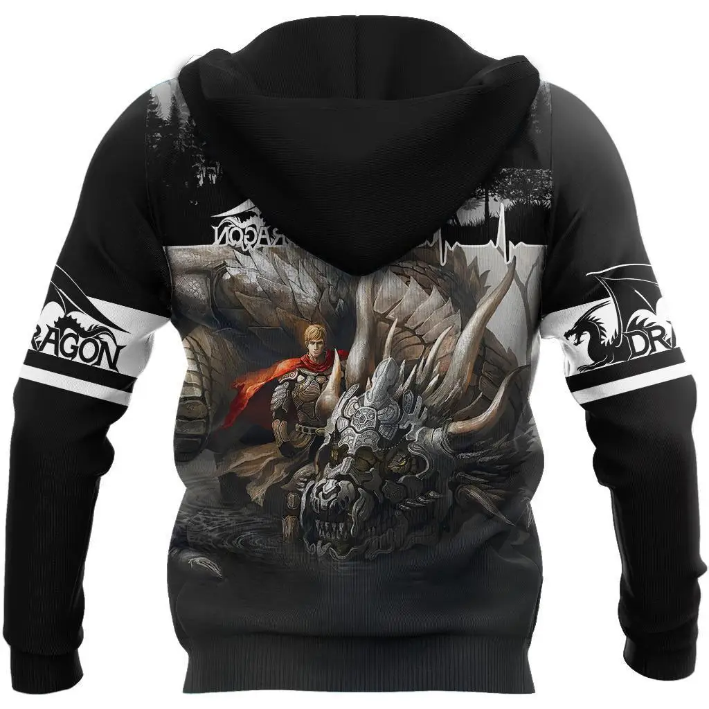 Sudadera con capucha con estampado 3D de Dragon Knight Armor para hombre, sudadera de lujo Unisex de otoño e invierno, jersey con cremallera, ropa de calle informal KJ403 - imagen 2