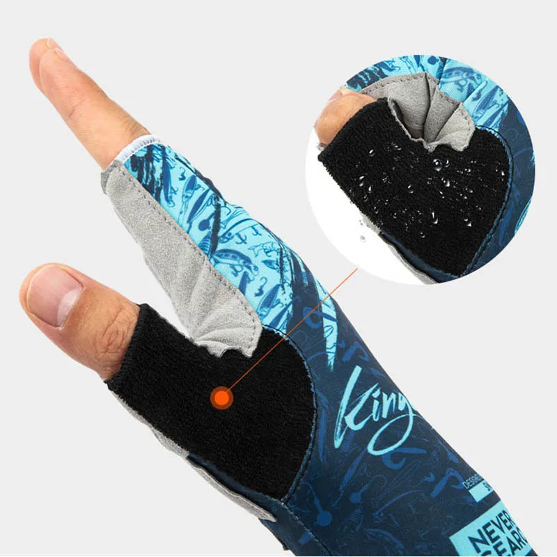 King Lure-guantes de pesca profesionales, protector solar de seda helada en verano, medio dedo, antideslizantes, resistentes al desgaste, transpirables - imagen 4