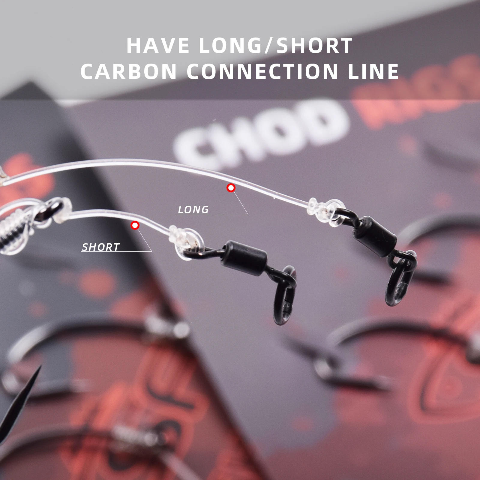 Aparejo Chod atado listo para pesca de carpa SF, 3 unids/lote/paquete, tamaño 8, anillo giratorio, largas púas/gancho sin púas #4 #6 #8 - imagen 4