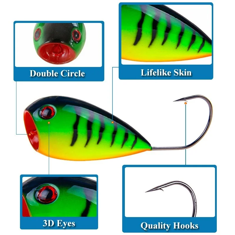 Señuelo flotante de pesca de Croacia, 1 piezas, 8cm, 13g, cebo Artificial de manivela, Wobblers, Popper de pesca, cebo duro de un solo gancho - imagen 4