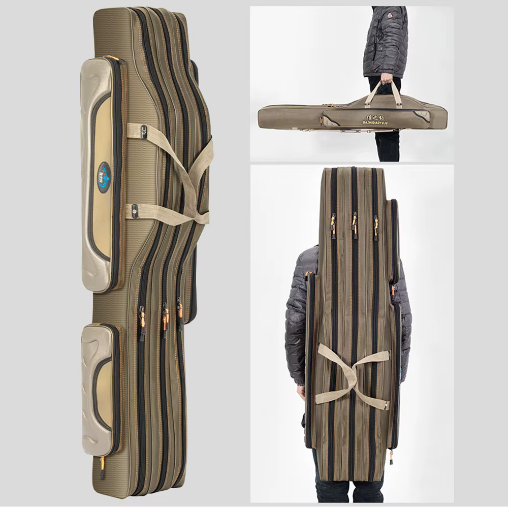 Bolsa de lona plegable para caña de pescar, bolsa de aparejos de pesca portátil de 100 capas, 110/120/2/3 cm, X162G - imagen 3