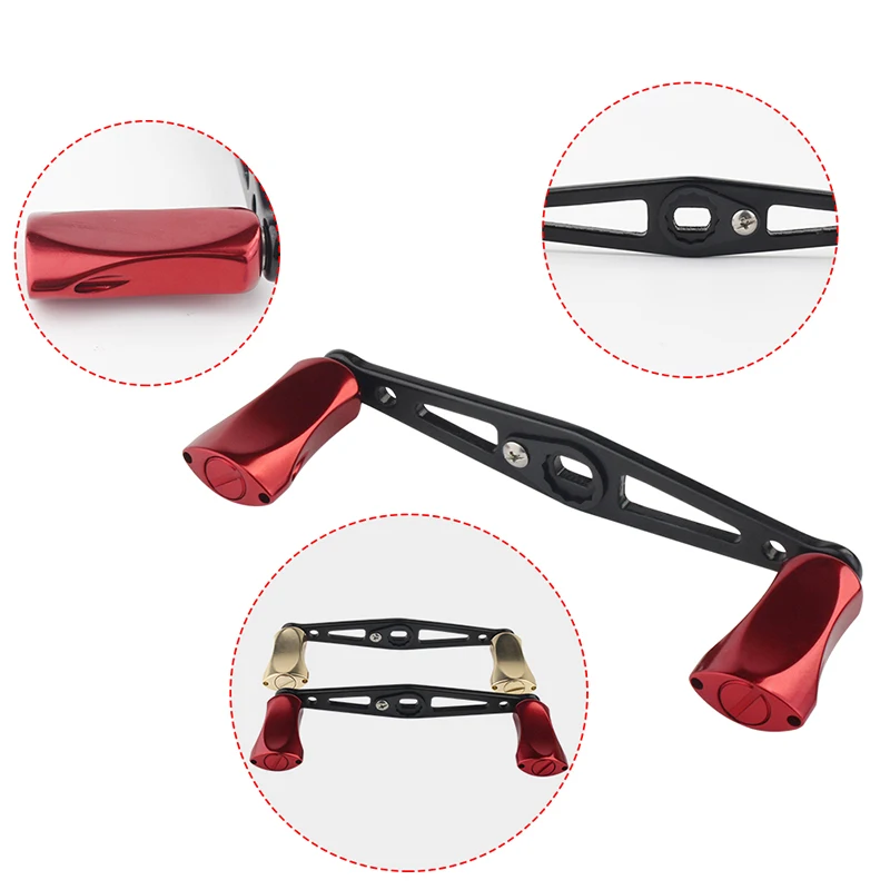 EKfan, 1 unidad, 8x5MM, tamaño del agujero, mango de carrete de pesca de 112MM, perilla de aleación de aluminio, mango negro para piezas de herramientas de carrete de Baitcasting - imagen 3