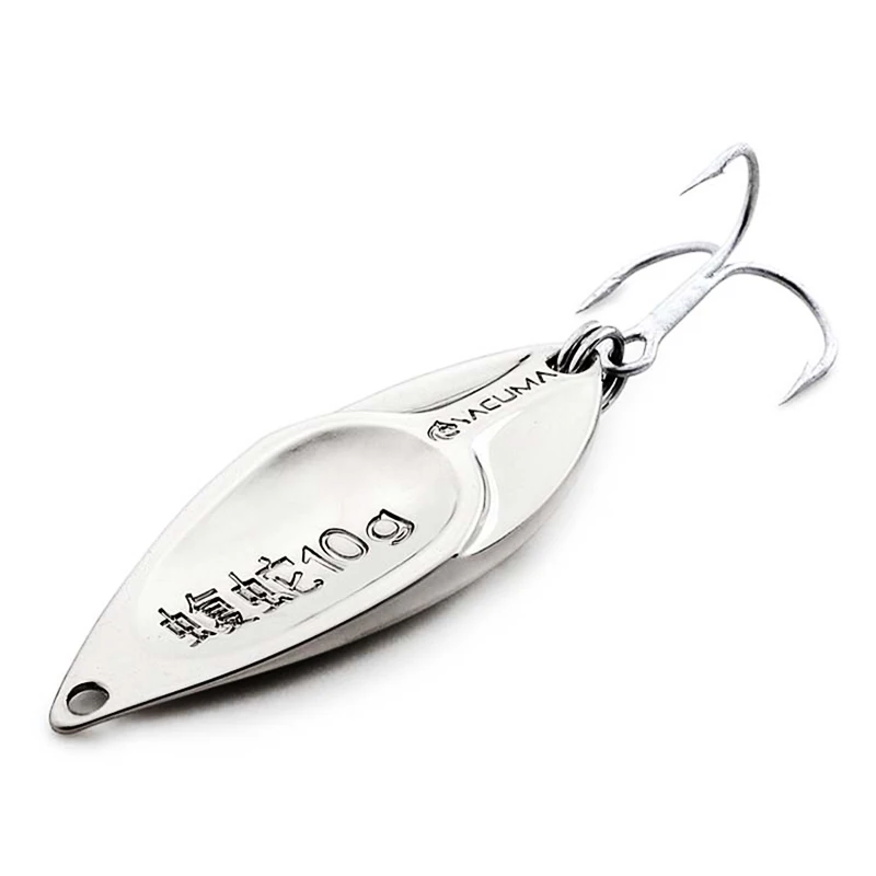 Señuelo de Metal plateado para pesca, cebo duro de lentejuelas con pluma de lubina, anzuelo triple, 5g, 7,5g, 10g, 15g, 20g, 1 ud. - imagen 4