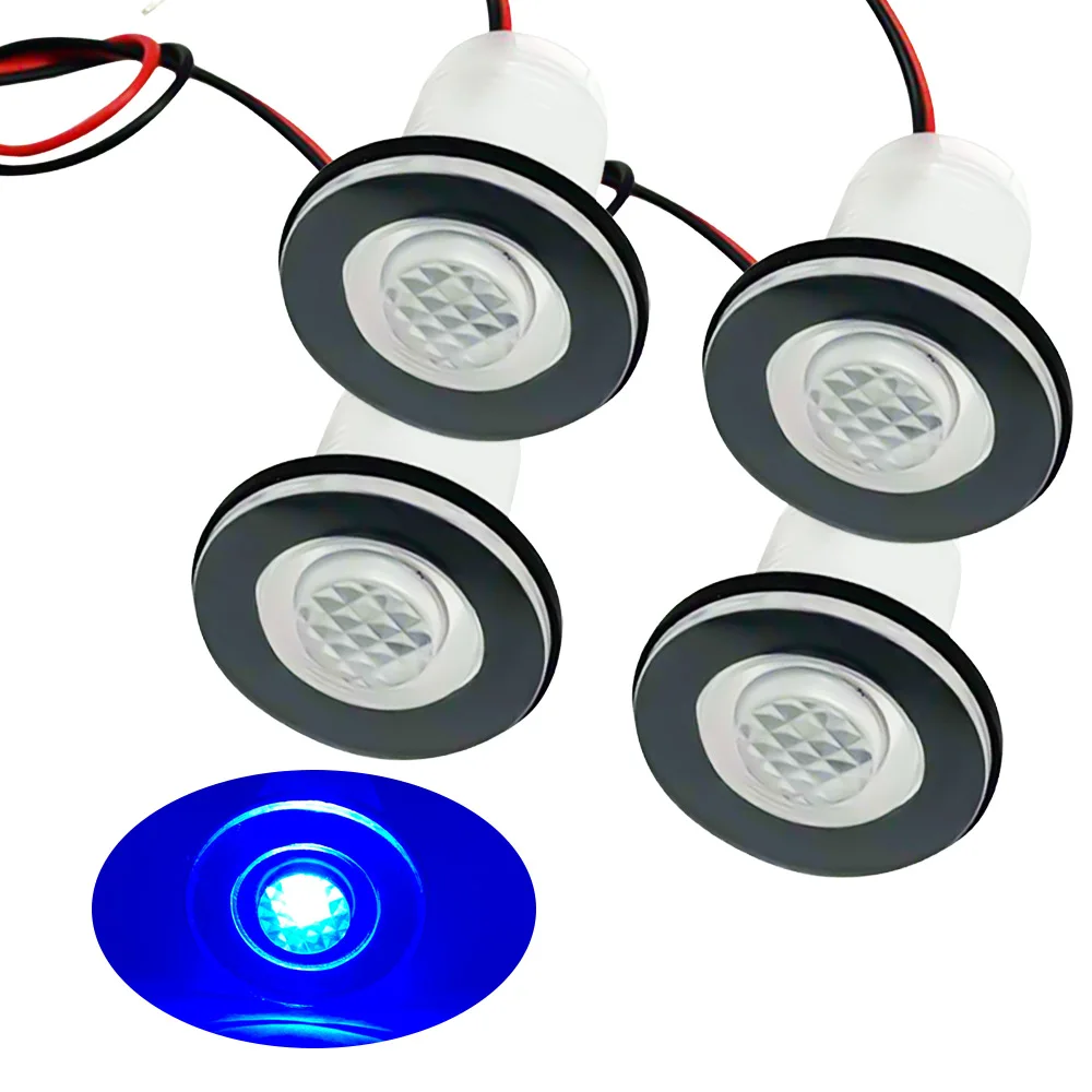 Luz subacuática para tanque de cebo, 4 uds, sumergible, RV, 12V, luz LED azul Livewell, IP68, accesorios para barcos marinos