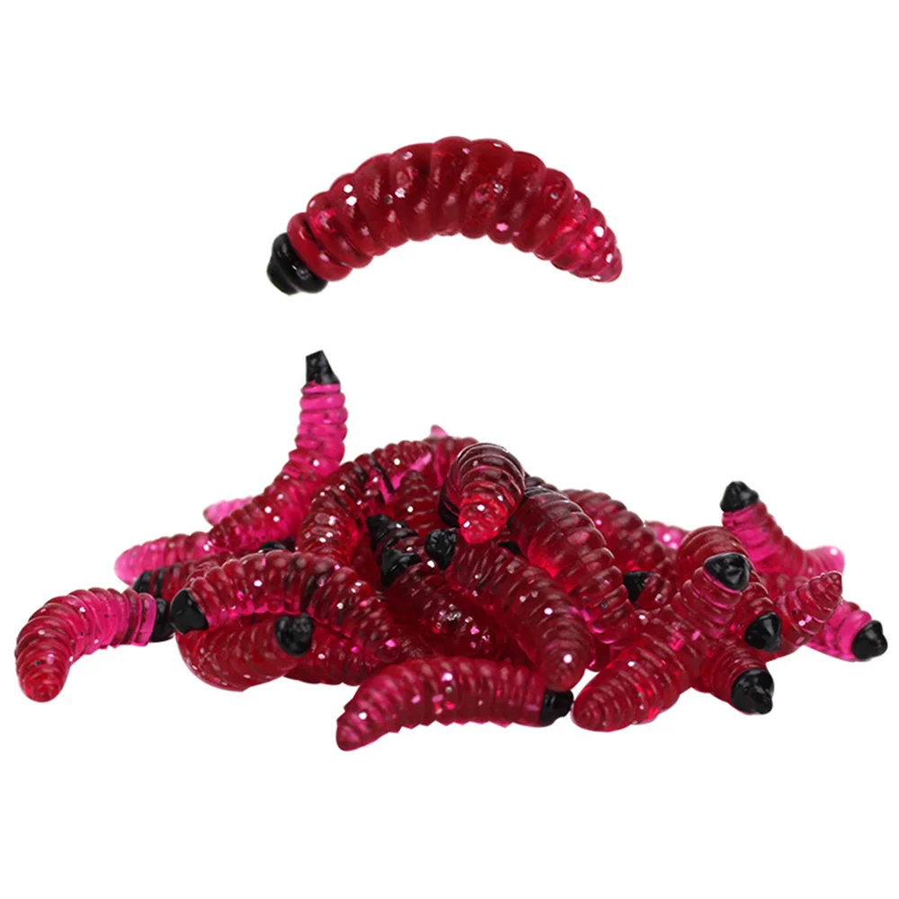 50 unids/bolsa Señuelos de Pesca cebo suave de plástico larva Artificial larva señuelo de pesca suave anzuelos olor gusanos brillo camarones señuelos de peces - imagen 3