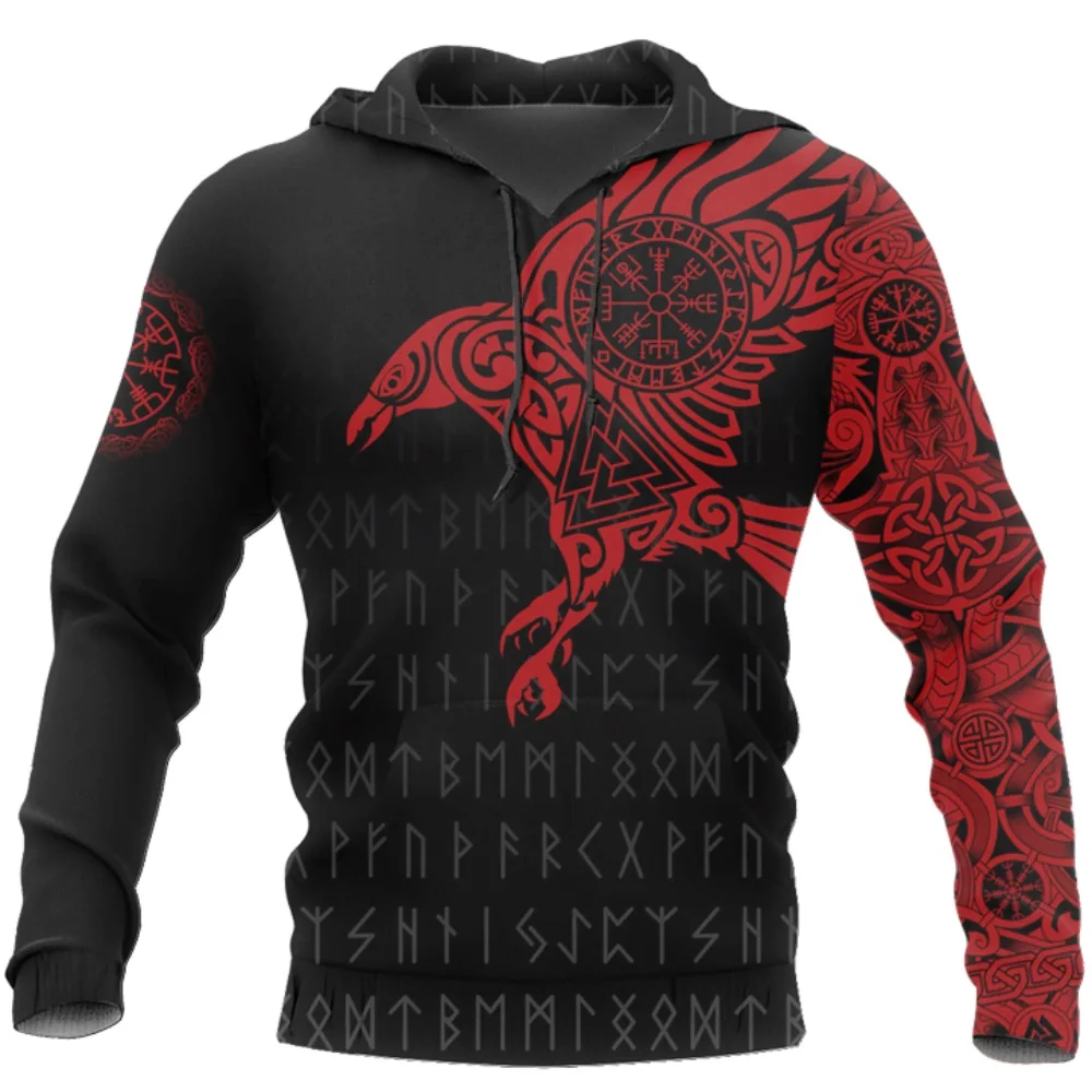 Raven of Tattoo-sudaderas con estampado 3D para hombre, Sudadera con capucha Retro Harajuku a la moda, ropa de calle informal con capucha de otoño - imagen 3