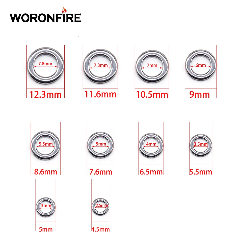 Anillo sólido de Pesca de 50/100 Uds., anillo dividido a presión de acero inoxidable 304, conector de aparejos de señuelo de Pesca, señuelos resistentes, anillo de Jigging de plomo - imagen 3