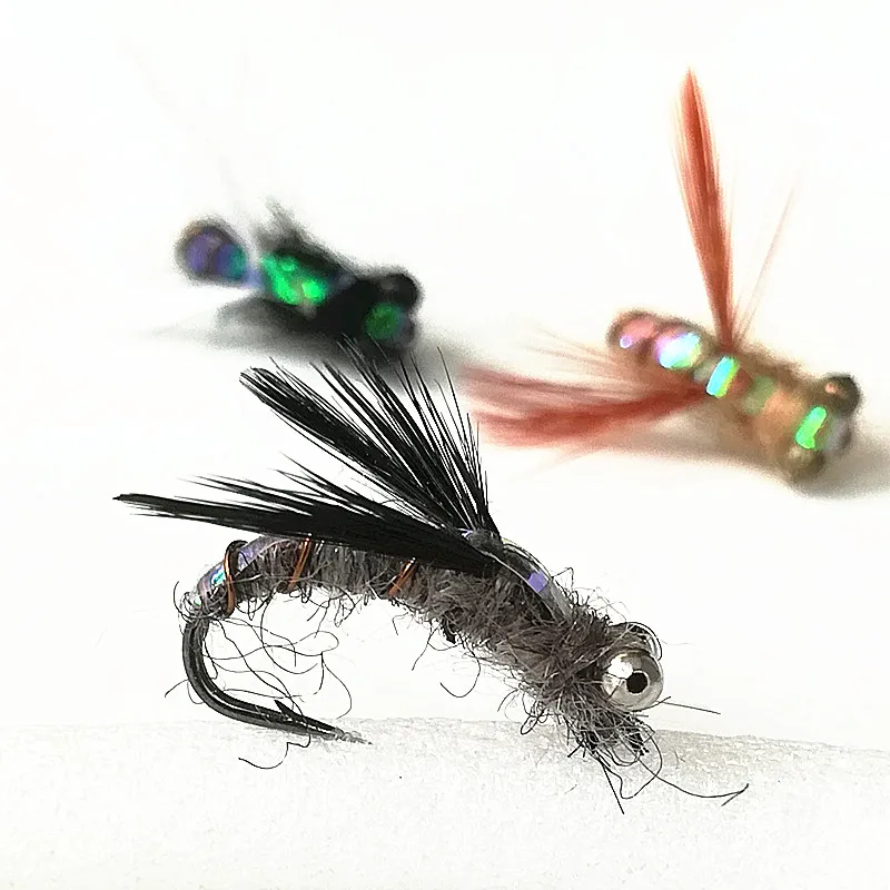 KKWEZVA-señuelo de pesca con mosca para trucha, moscas húmedas, anzuelo de ninfas, Color Natural, Señuelos de Pesca en hielo, cebo de insectos artificiales, 15 unidades - imagen 2