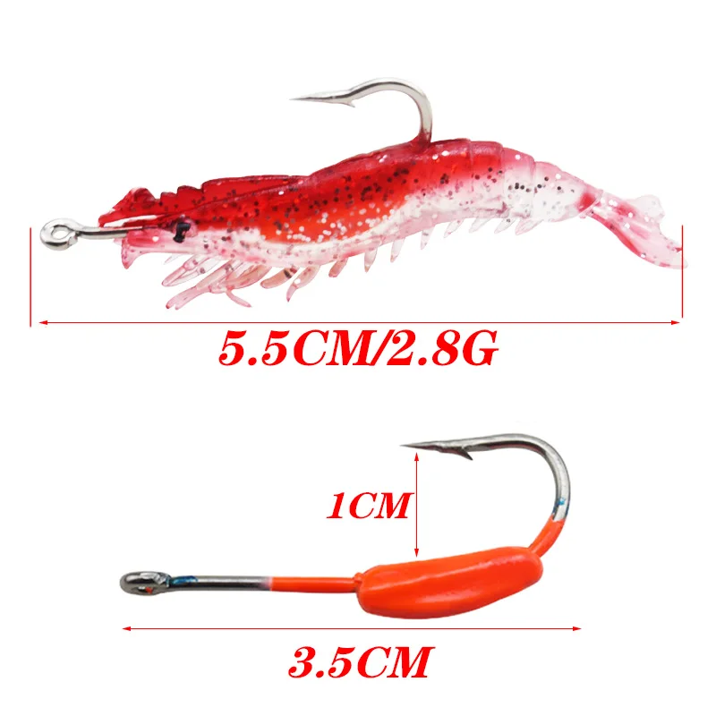 Señuelos luminosos de pesca suave, conjunto de anzuelos de 5,5 cm, 3g, calamar nocturno, 4 colores, equipo de aparejos de cebo de silicona Artificial, 4 unids/lote - imagen 2