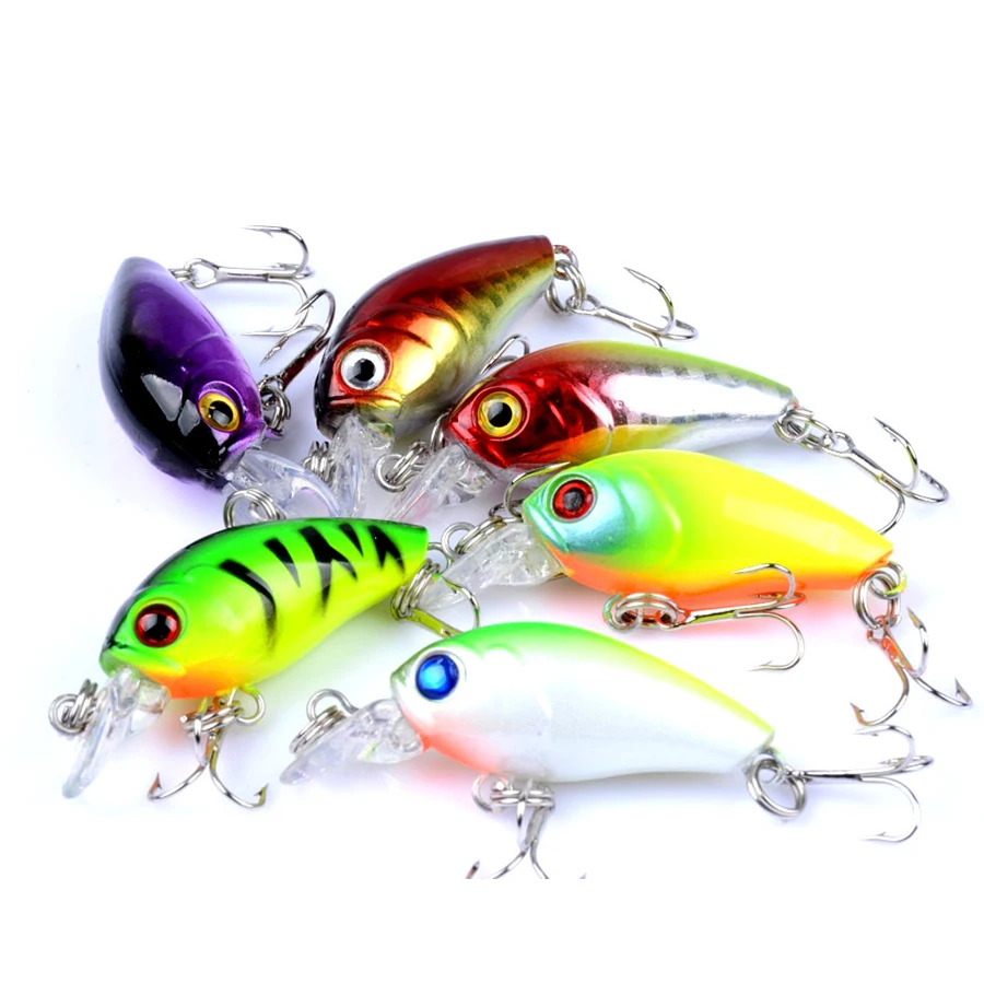 Señuelos duros/falsos/artificiales/de manivela, Mini Crankbait/carpas, 4,5 cm, 4g, flotantes, para Lucio/pez/lubina, 6 piezas - imagen 4