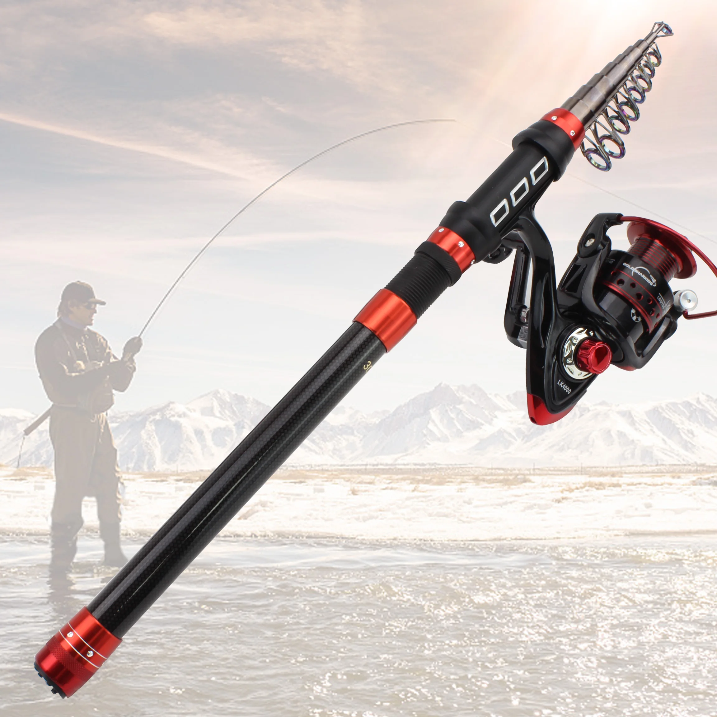 Juego de carretes de caña telescópica, set de carrete giratorio de alta velocidad 13BB 5,2: 1, para pesca marina rocosa - imagen 3