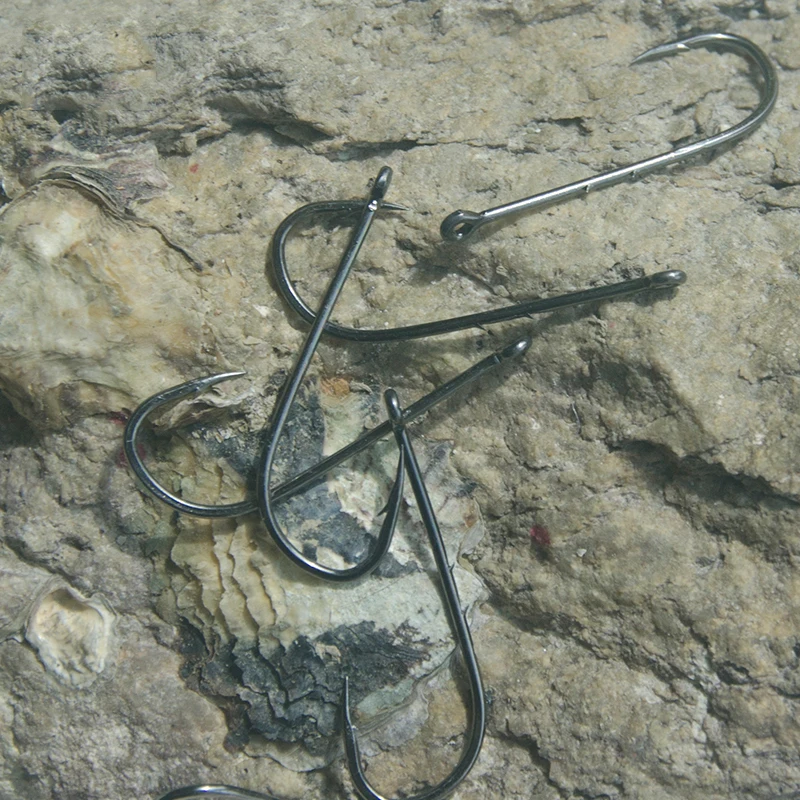 50 unids/lote de anzuelos de pesca con doble soporte para cebo, anzuelos con púas, anzuelo afilado de acero al carbono de vástago largo para playa y anzuelos con cebo vivo