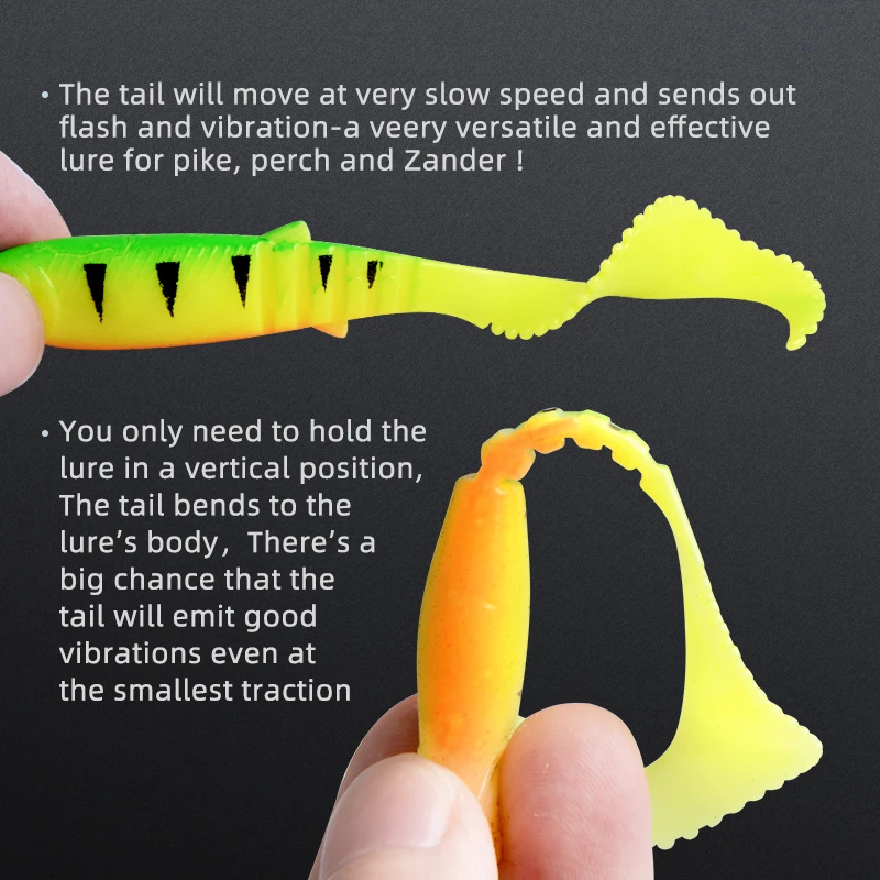 MEREDITH 70mm 90mm 110mm Cannibal Cola Curva Señuelos Pesca Wobblers Artificiales Blandos Silicona Shad Gusano Lubina - imagen 4