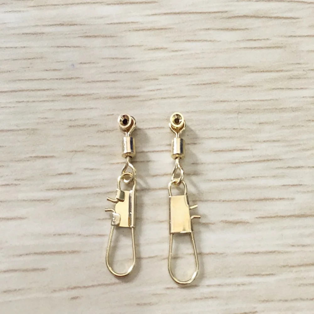 10-20 unids/lote frijol de mar con cabeza de cobre dorado Bobber Space Beans pesca giratorios gancho pin conector herramientas de pesca Accesorios