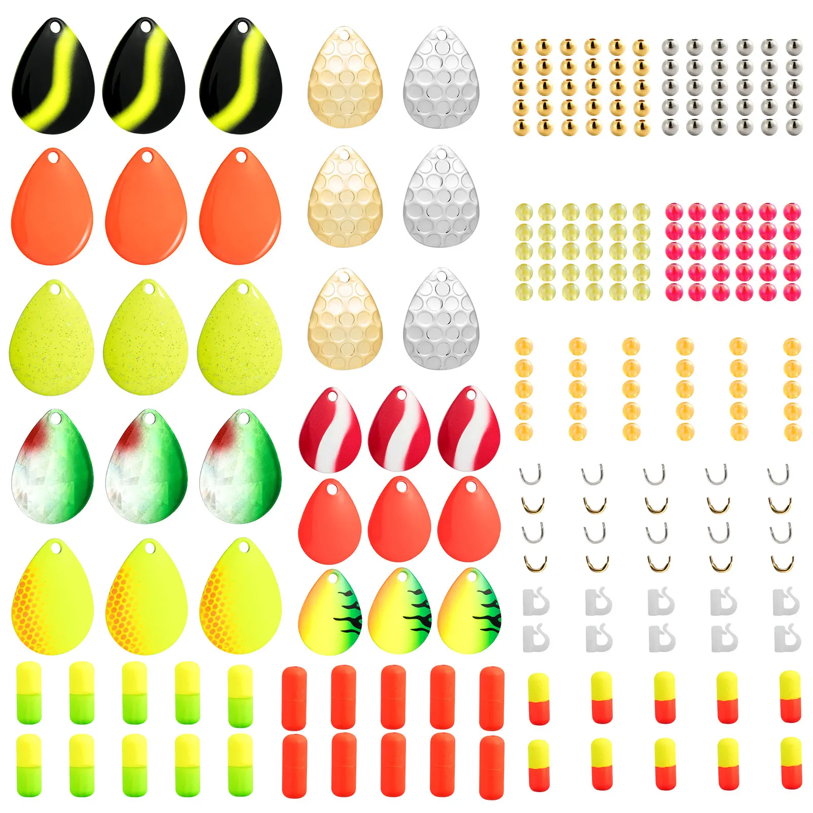 Kit de fabricación de Spinner de pesca en línea, anzuelo de hoja de agua dulce, aparejo de cola, Wobbler, lubina, trucha, salmón, piezas, 240