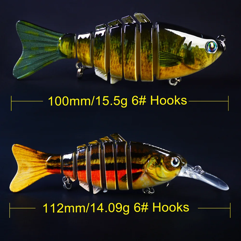 Wobblers de hundimiento, Señuelos de Pesca, Swimbait multiarticulado, cebo Artificial duro para Lucio, señuelo de pesca Crankbait, 6 unidades por lote - imagen 3