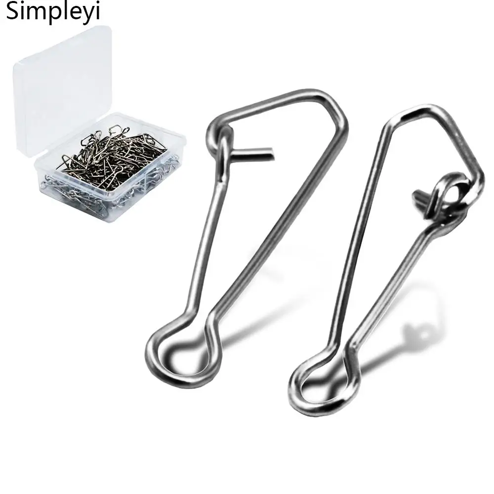 50/100 unids/caja mar Snap ganchos para pescar Acero inoxidable pesca Swivels gancho conector de sedal 00/0/1/2/3/4 # Snap Clips - imagen 4