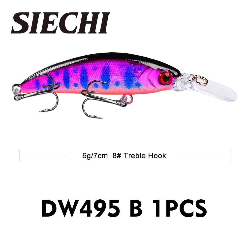 Señuelo de pesca de 70mm, 6g, ojos 3D, Crankbait, Wobblers, cebo duro de plástico Artificial, aparejos de pesca - imagen 5