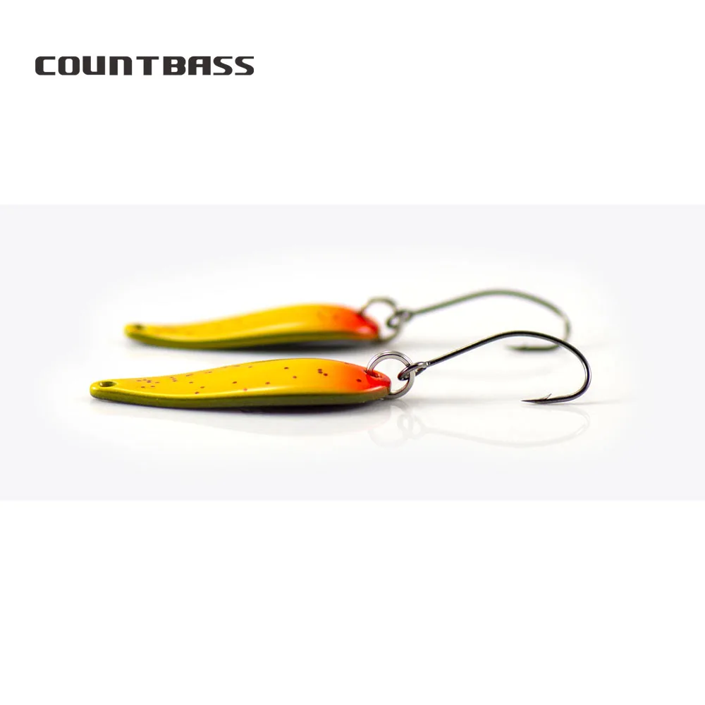 Cucharas de trucha COUNTBASS, Señuelos de pesca de 2,4g y 4g con un solo gancho, cebos de Metal de fundición para salmón, Lucio, lubina, Material de latón - imagen 3
