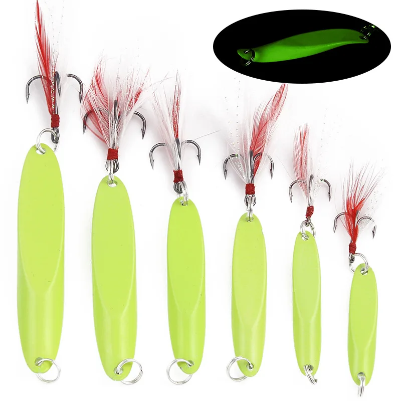 Señuelo de pesca de Metal con lentejuelas luminosas, 7/10/15/20/30/40g, 4,2/4, 5/5, 5/6/6,5/8cm, Woblers, cuchara nocturna, Jigging, cebo duro Artificial - imagen 2