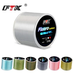 FTK-línea de pesca con revestimiento de fluorocarbono, hilo de pesca fluorocarbono 100℅ japón trenzado pesca hilo pesca fluor120M, 7.15LB-45LB, fibra de carbono, señuelo de pesca, línea de hundimiento de alambre, Japón