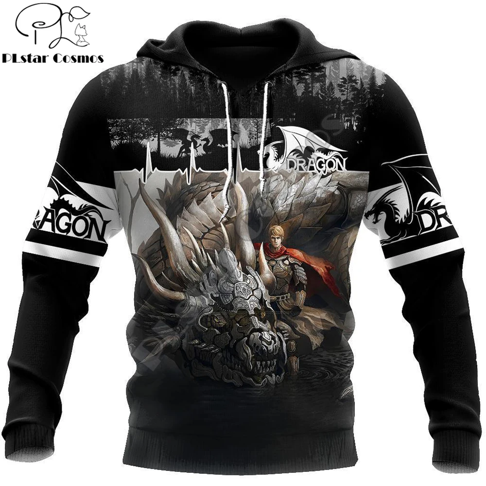 Sudadera con capucha con estampado 3D de Dragon Knight Armor para hombre, sudadera de lujo Unisex de otoño e invierno, jersey con cremallera, ropa de calle informal KJ403