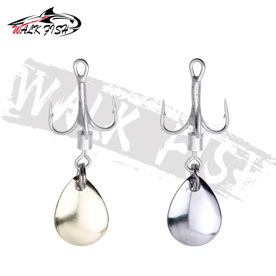 WALK FISH-anzuelo triple de pesca, accesorio de acero de alto carbono reforzado con vibración rotativa, lentejuela, aparejo de agua dulce de mar, 4 unids/lote - imagen 5