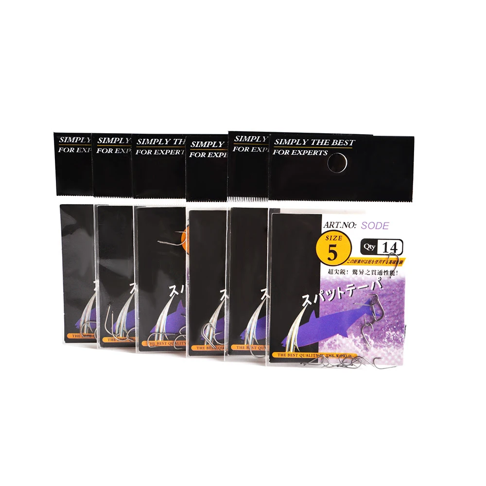 Anzuelo de pesca FTK, 12/14 unidades por paquete, anzuelos de corte marino con púas de acero de alto carbono, anzuelos afilados planos para accesorios de pesca de carpa - imagen 3