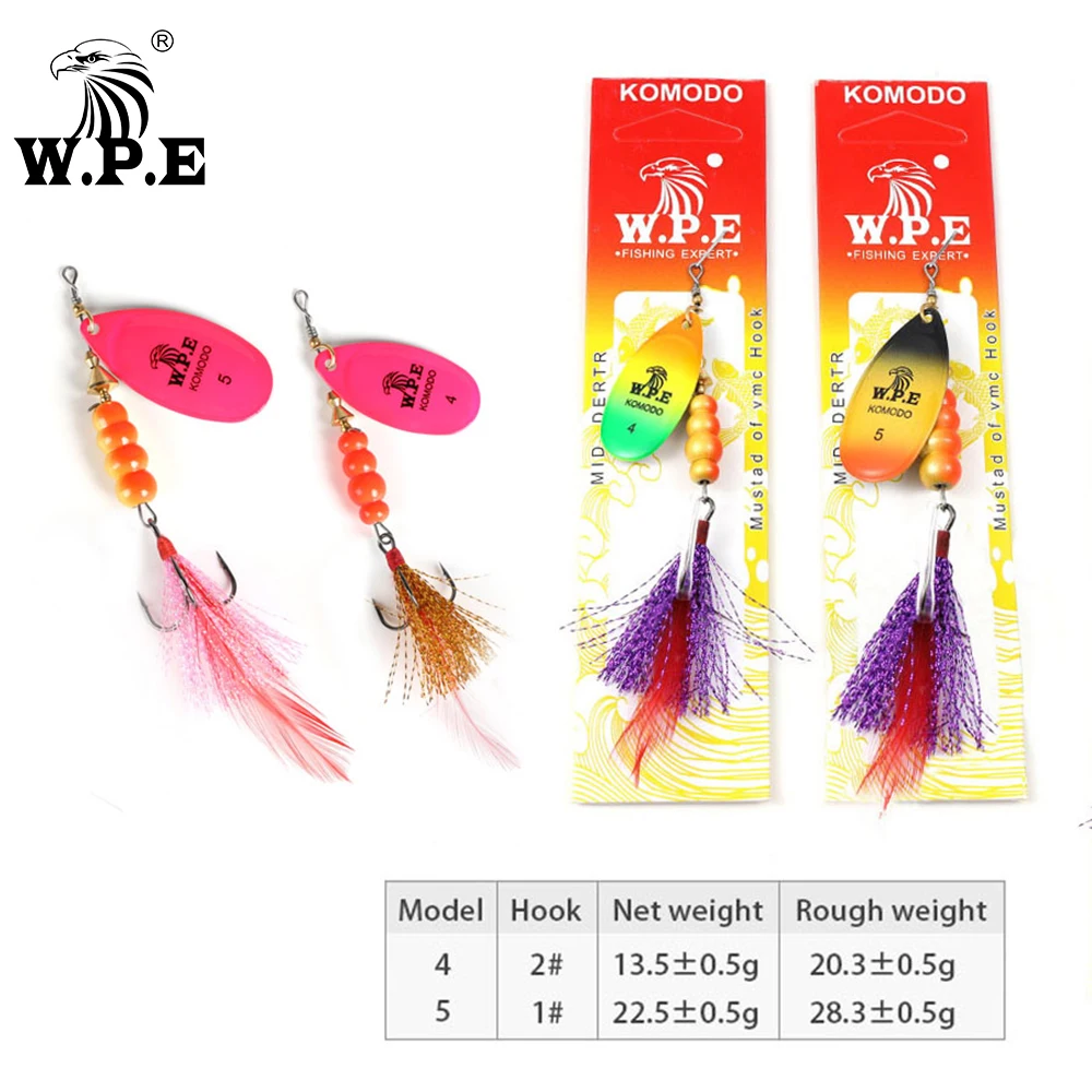 W.P.E-señuelo de cuchara de Metal, aparejos de pesca duros, Wobblers, CrankBaits, ganchos de plumas, pesca de carpa, 1 ud., 13,5g/22g, nuevo - imagen 5