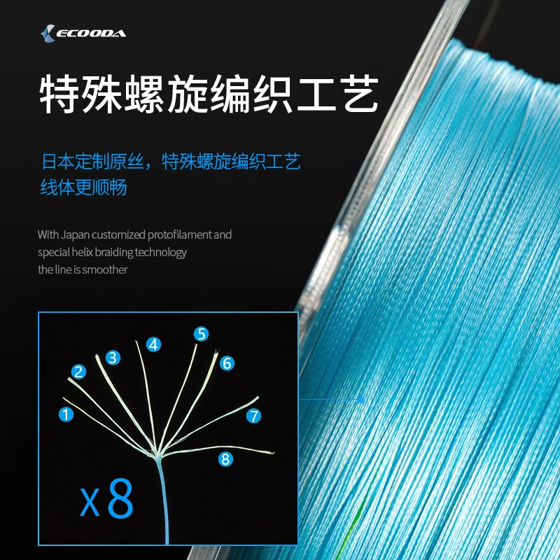 ECOODA EIGETSU Popping-Línea de PE multicolor, sedal de pesca trenzado de 8 hebras, 300m, 600m - imagen 3