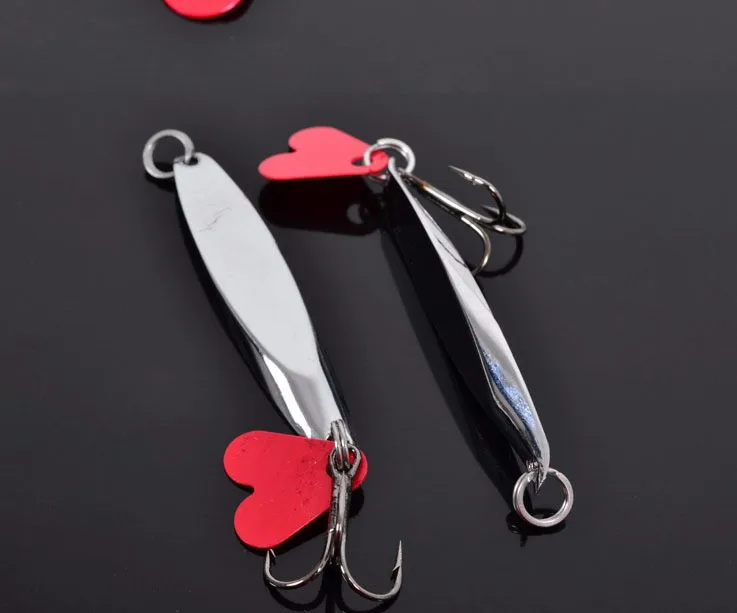 Señuelo de pesca Jigs corte en ángulo biselado Jigbait cuchara curvada señuelos de Metal artificiales 7-28g con corazón rojo lote duro 2 piezas en oferta - imagen 3