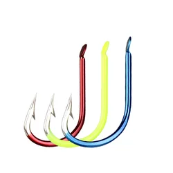 1000 unids/lote anzuelo de pesca rojo de alto carbono 1 # -13 #   Anzuelos de cabeza plana carpa bagre Anzol Peche accesorios de aparejos de Pesca