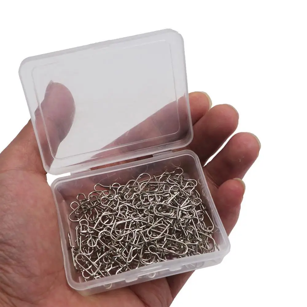 50/100 unids/caja, conectores rápidos de pesca, broches de seguridad de acero inoxidable, Clips rápidos, bloqueo, aparejos de pesca, anilla para enganches, herramienta giratoria - imagen 5