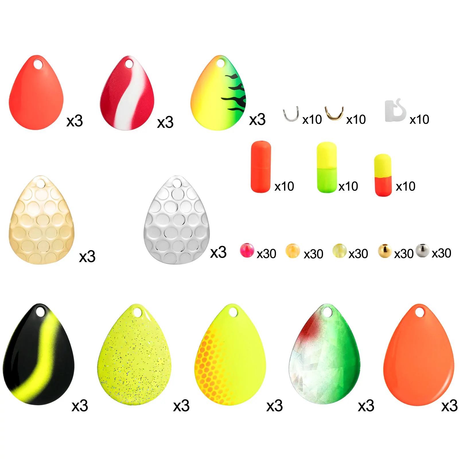 Kit de fabricación de Spinner de pesca en línea, anzuelo de hoja de agua dulce, aparejo de cola, Wobbler, lubina, trucha, salmón, piezas, 240 - imagen 4